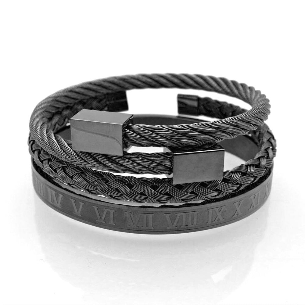Wholesale Stainless Steel Hex Roman Numeral Bracelet